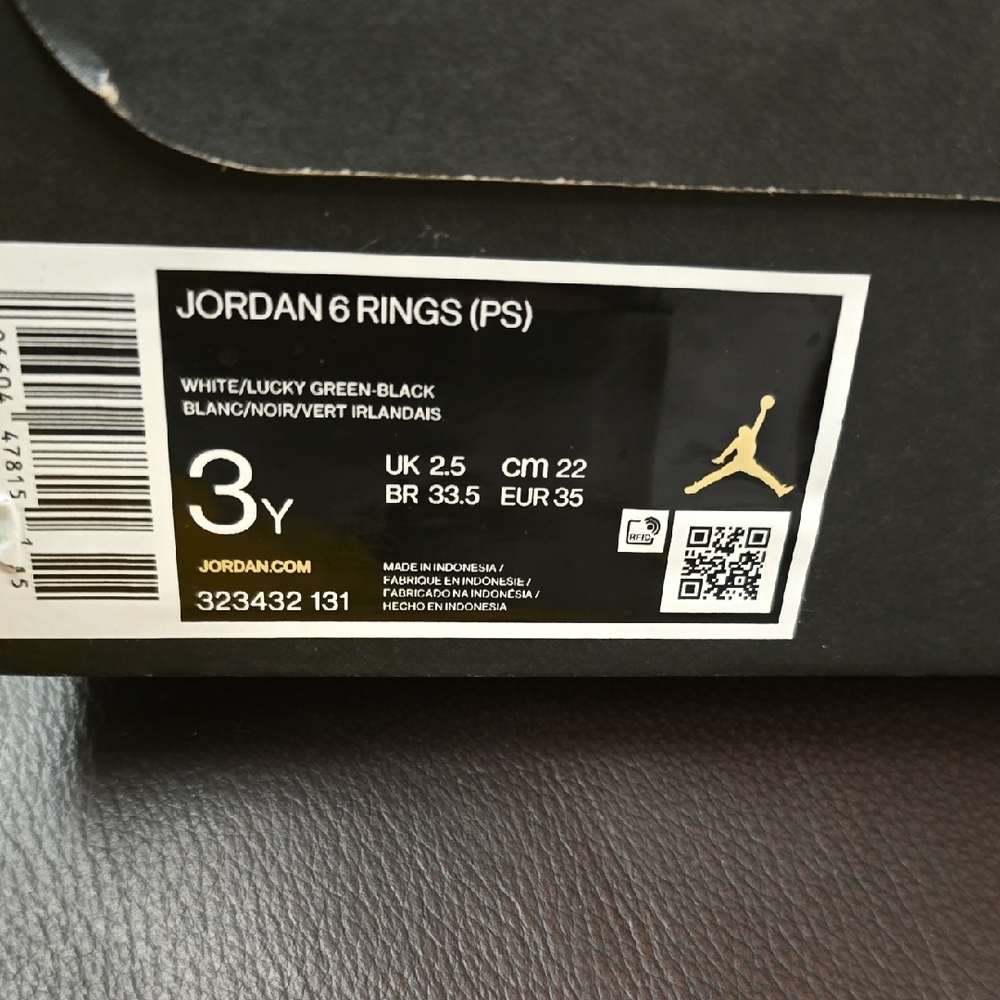 Jordan 6 Rings Kids Sneakers - White, Lucky Green, Black